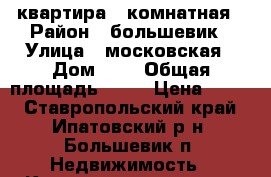 квартира 3 комнатная › Район ­ большевик › Улица ­ московская › Дом ­ 1 › Общая площадь ­ 70 › Цена ­ 850 - Ставропольский край, Ипатовский р-н, Большевик п. Недвижимость » Квартиры продажа   